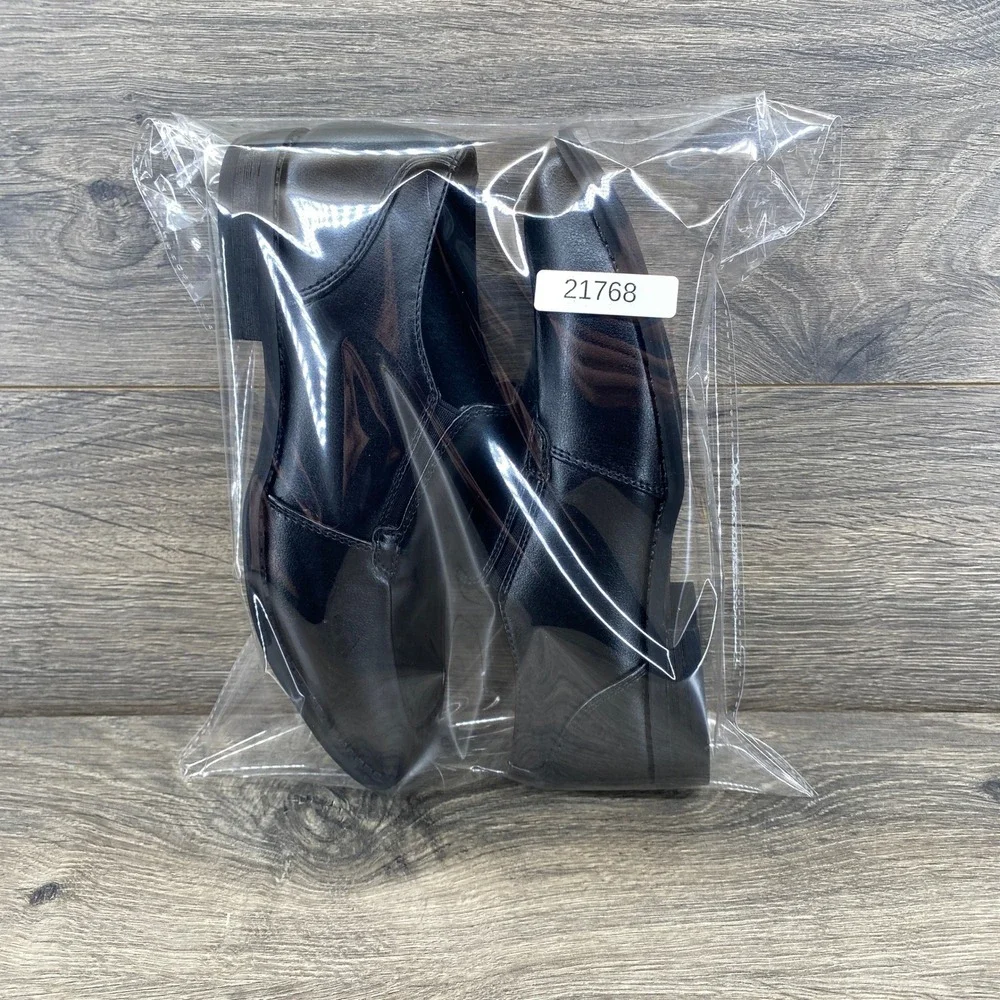 Kohls Boys Black Slip On Dress Shoes Square‎ Toe Memory Foam SNCRISTOPHER Size 4